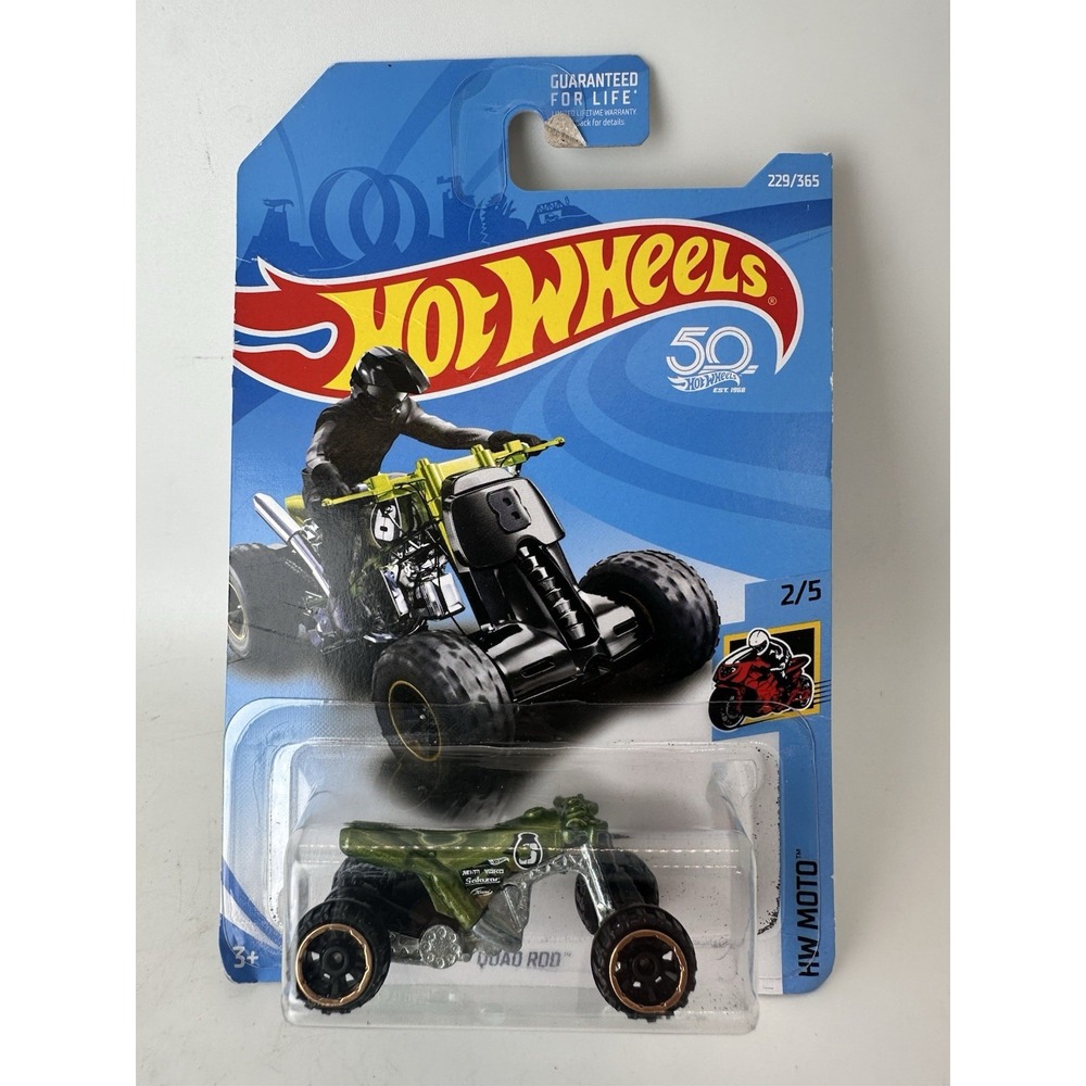 2018 Hot Wheels Quad Rod HW Moto 2/5 #229/365 Olive Green 50th Anniversary